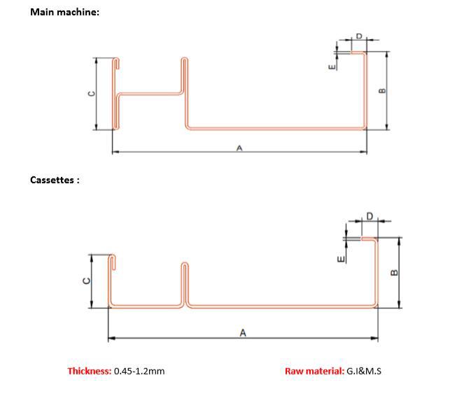 SHAFT WALL PROFILE CASSETTE SYSTEM ROLL FORMING MACHINE