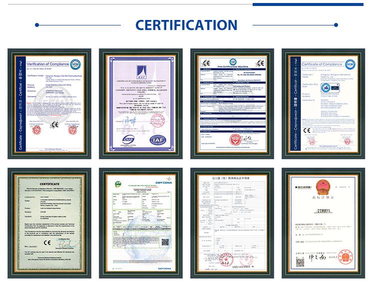 One Machine 5 Profiles Metal Corner Forming Machine Guide 19 Certificate Display