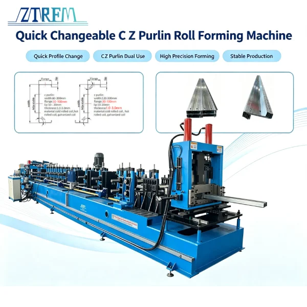 Quick Changeable C Z Purlin Roll Forming Machine Helps You Choose C and Z Purlins 9 Quick Changeable C Z Purlin Roll Forming Machine