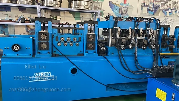 Quick Changeable C Z Purlin Roll Forming Machine Helps You Choose C and Z Purlins 18 Quick Changeable C Z Purlin Roll Forming Machine - The flattening section and the stamping section