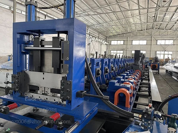 20 Station Rollforming Purlin Machine From Steel Coil to Finished Profile 13 Rollforming Purlin Machine-Cutting