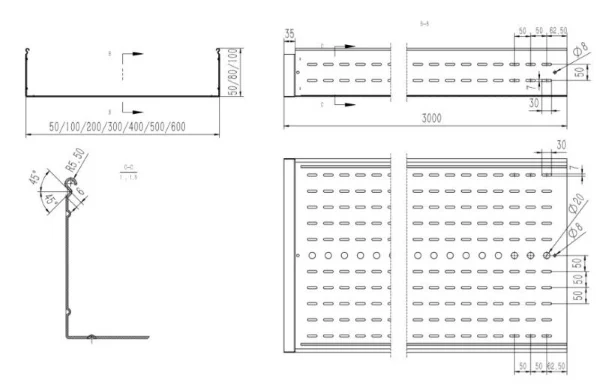 Perforated Cable Tray Machine - Pattern Drawing Perforated Cable Tray Machine - Pattern Drawing