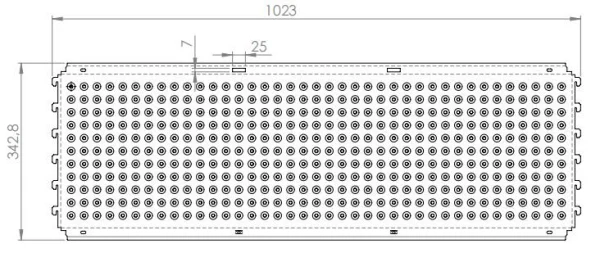 Shelf System Back Panel Roll Forming Machine - Hole Layout Diagram Shelf System Back Panel Roll Forming Machine - Hole Layout Diagram