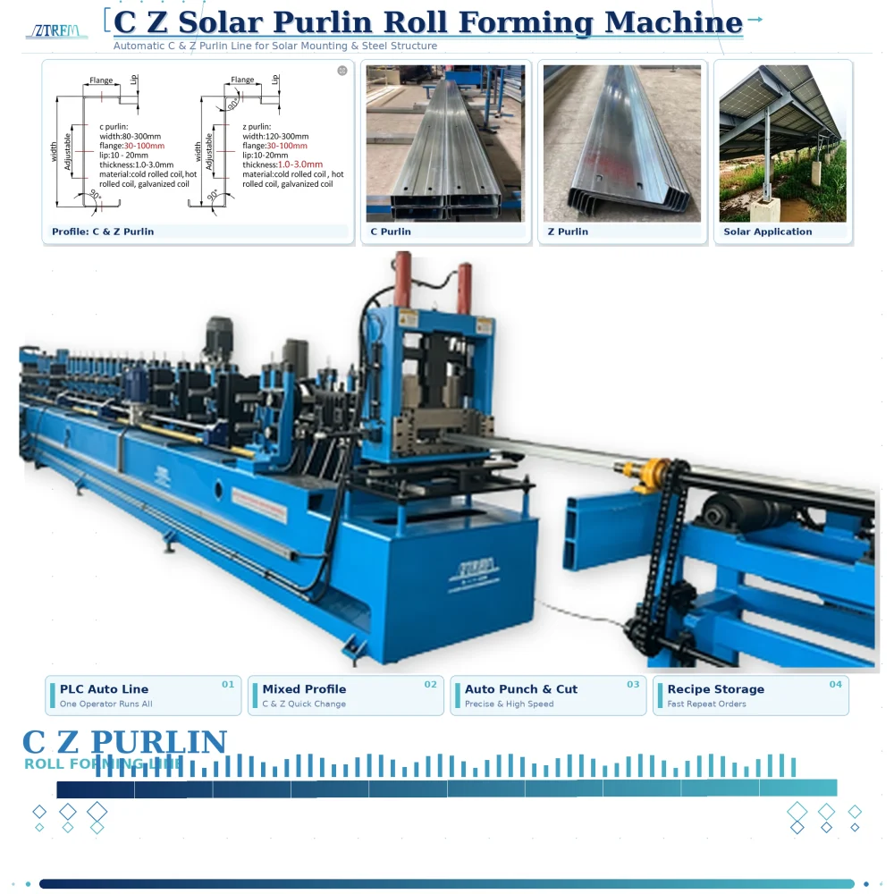 C Z Solar Purlin Roll Forming Machine