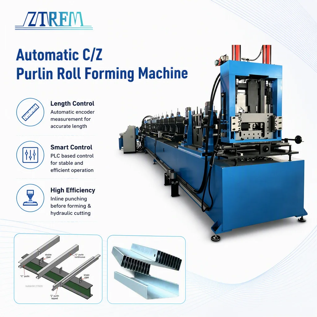 Automatic C/Z Purlin Roll Forming Machine