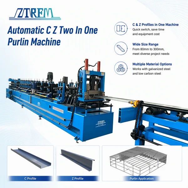 Automatic C Z Two In One Purlin Machine Automatic C Z Two In One Purlin Machine