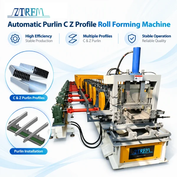 Automatic Purlin C Z Profile Roll Forming Machine Automatic Purlin C Z Profile Roll Forming Machine