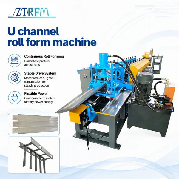 U Channel Roll Form Machine 0.35mm to 0.45mm for Stable Output 2 U Channel Roll Form Machine